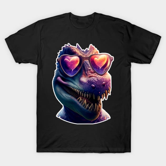 trex steal heart valentine artistic graphic T-Shirt by Phantom Troupe